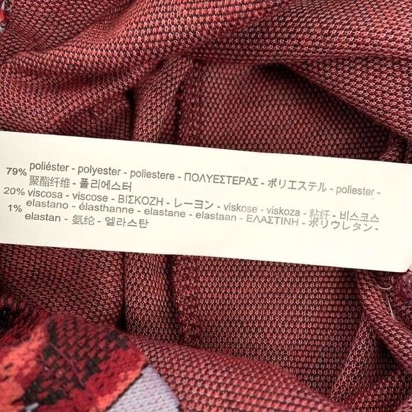 Zara Red Palm Leaf Print Jacquard Knit Dolman Sleeve Midi Dress NWT - Picture 7 of 8